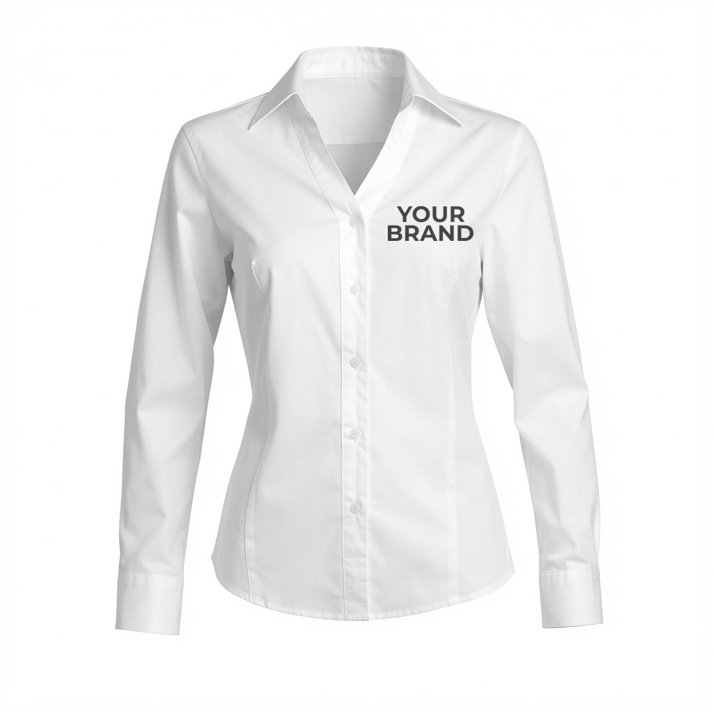 Stretch Broadcloth Long Sleeve Ladies Shirt