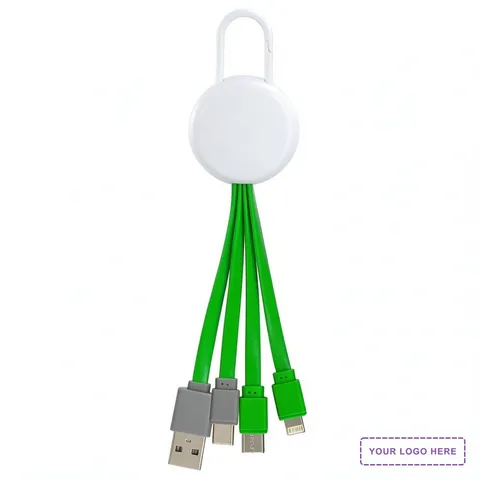 White Vivid Clip 3-IN-1 Dual Input Charging Cable
