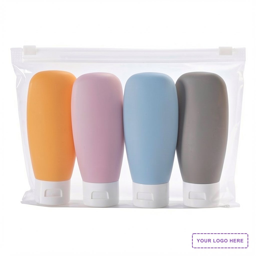 Continental 4-Bottle Travel Set in Zippered Pouch
