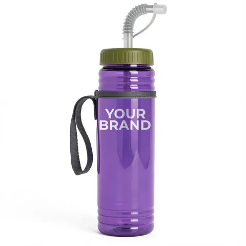Garyline® Lifeguard Bottle with Straw Lid and Insulated Caddy - 24 oz.
