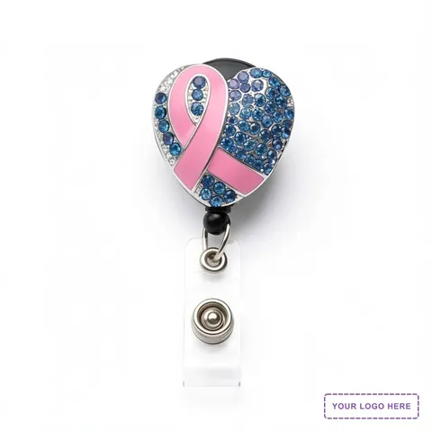 Sparkling Pink Crystal Ribbon Badge Reel