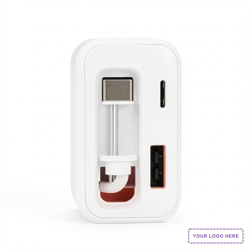 Zip ETL-Listed 20W PD Dual Port Wall Charger With Retractable USB-C Cable