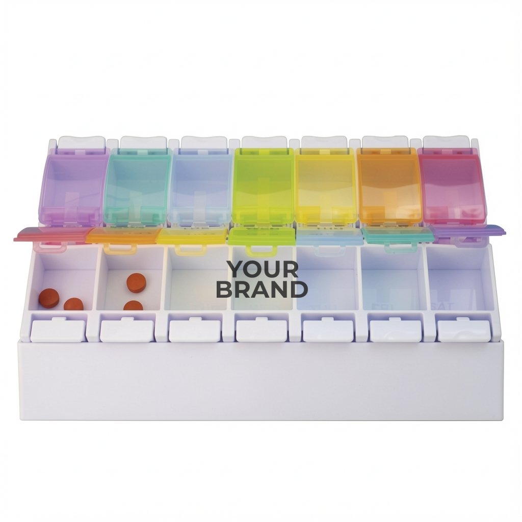 AM/PM Weekly Push Button Pill Tray