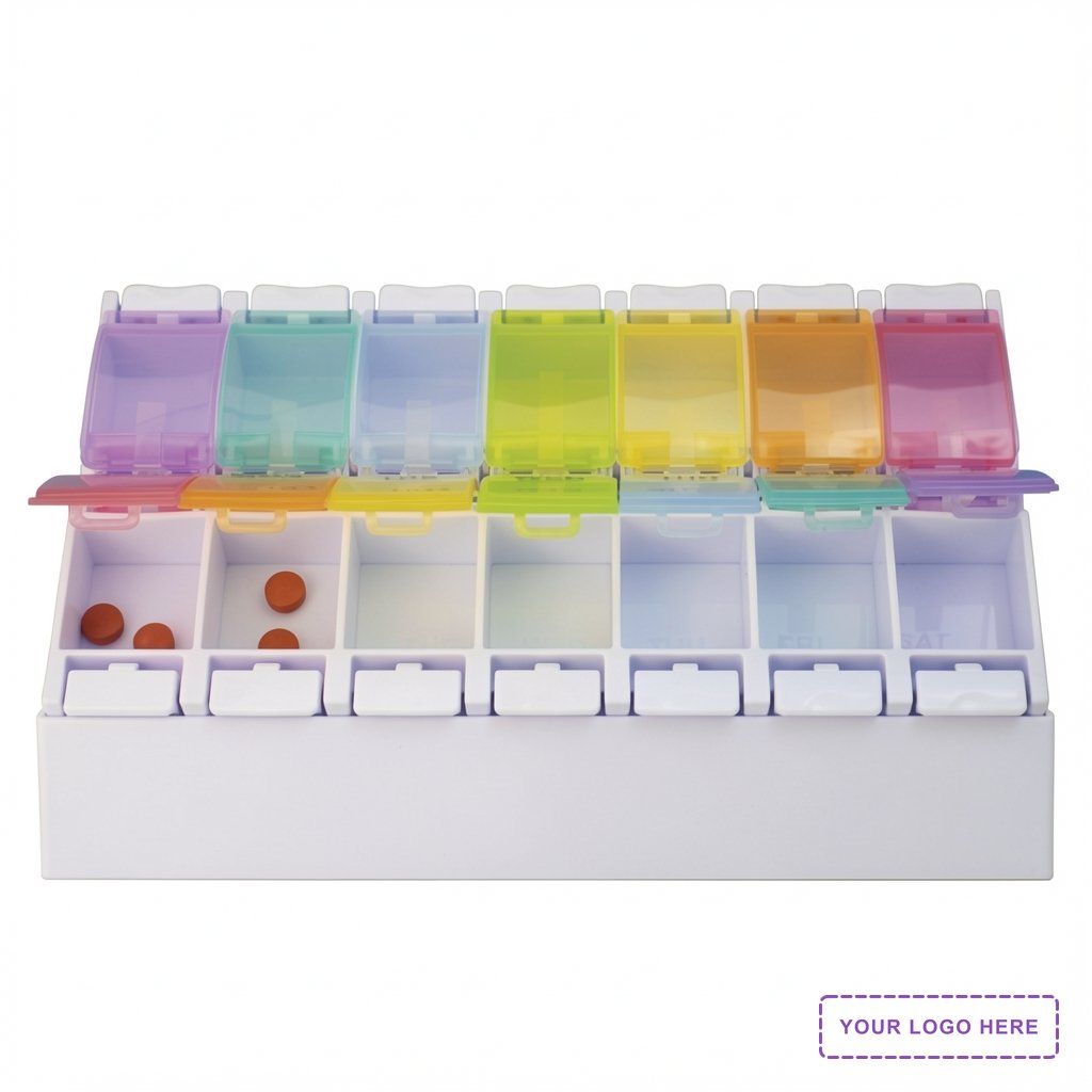 AM/PM Weekly Push Button Pill Tray
