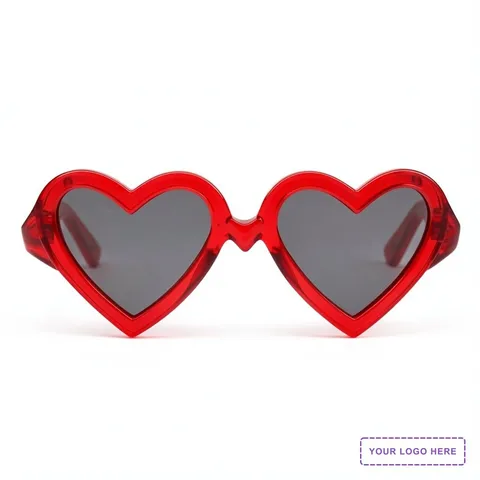 Flashing Heart Shaped Red Light Up Sunglasses