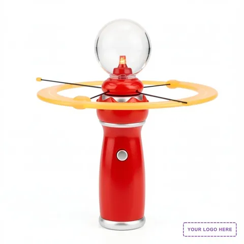 Orbiting LED toy wand with crystal ball