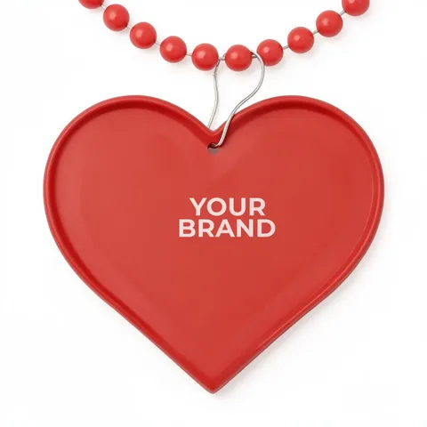 Red Heart Medallion with Beaded Necklace