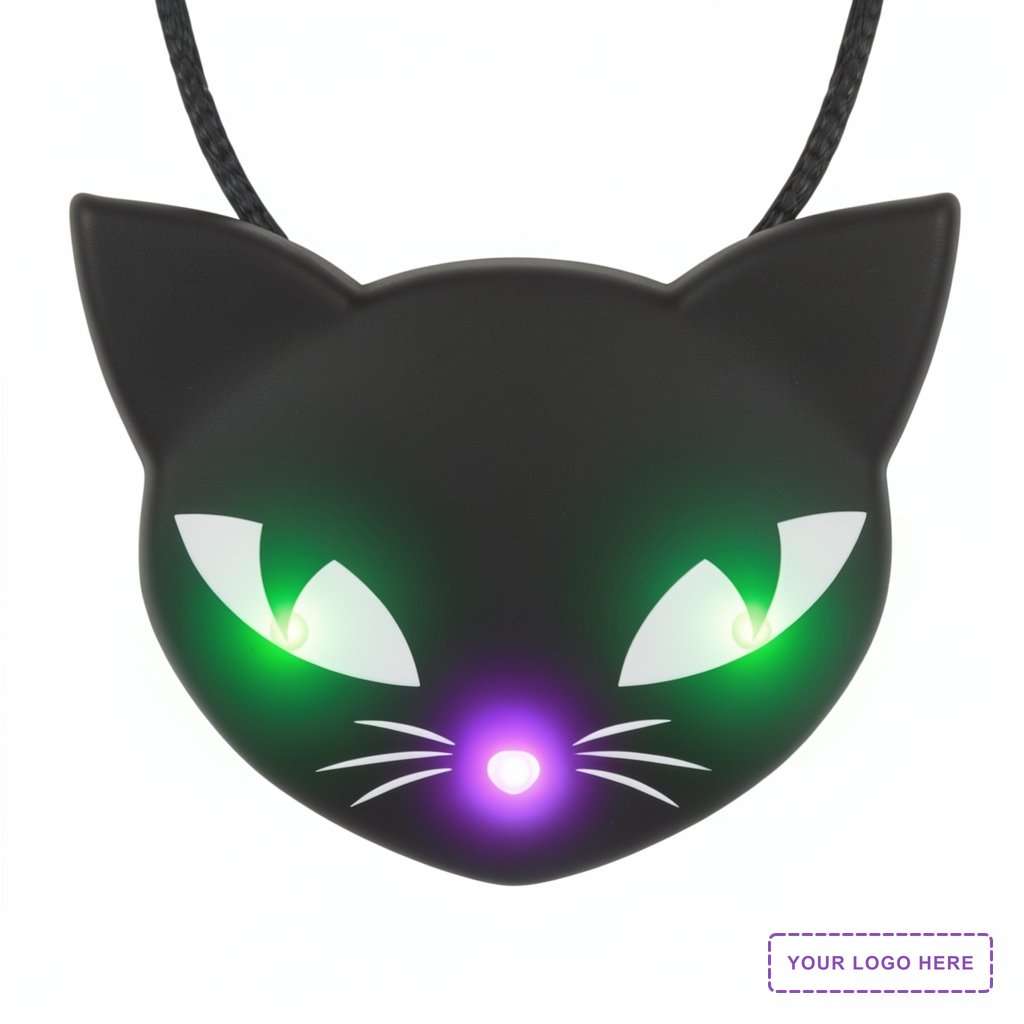 Spooky Cat Eyes Necklace, LED Halloween Jewelry