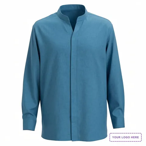 Flexbatiste Stand Up Collar Long Sleeve Mens Shirt