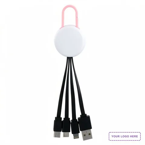 White Colorful Clip 3 In 1 Charging Cable