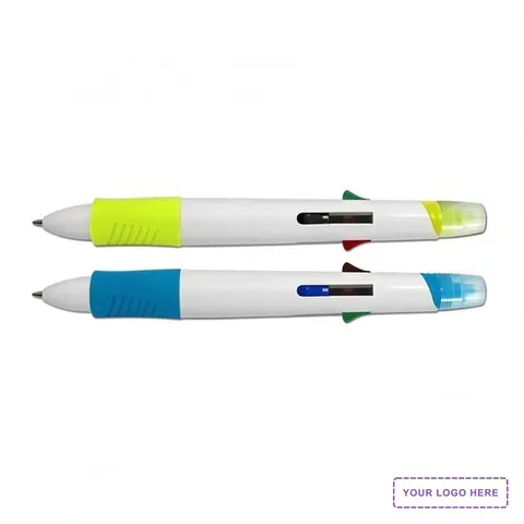 Click n Glo 5 in 1 Fluorescent Highlighter & 4 Color Ball Point Pen Combo