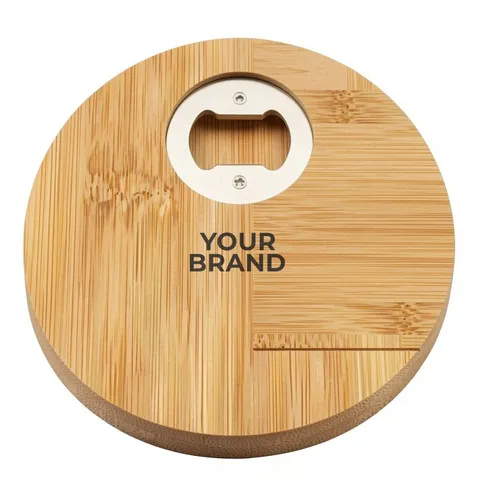 Bamboo Coaster with Bottle Opener