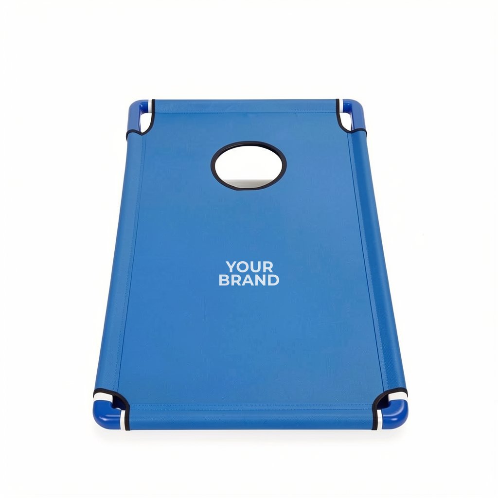 Portable Cornhole, 4 Royal & White Bean Bags