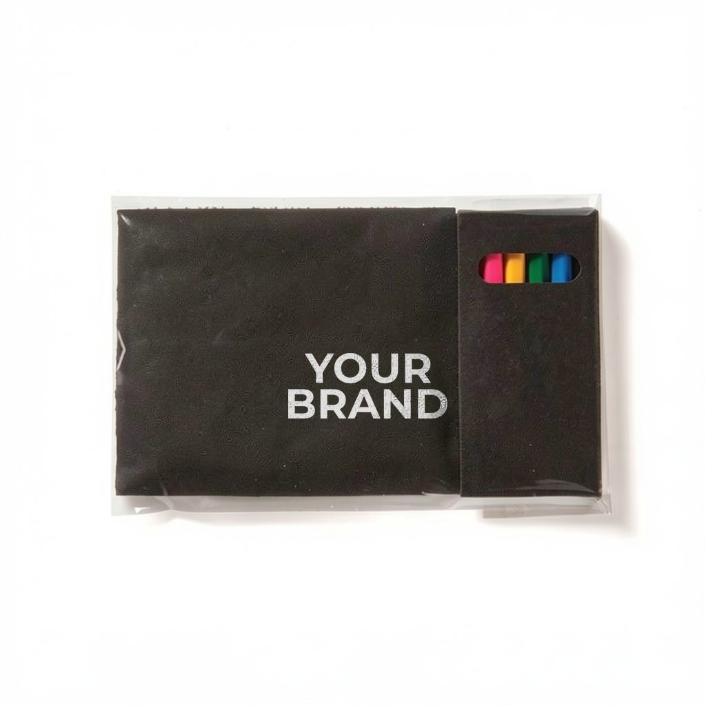 Black Cover Adult Coloring Book & 6-Color Pencil Set To-Go