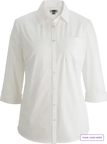 Essential Broadcloth Three Quarter Sleeve Ladies Shirt