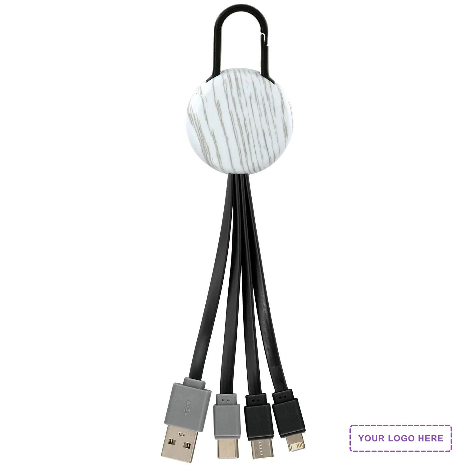 Wood Grain Clip Dual Input 3 in 1 Charging Cable
