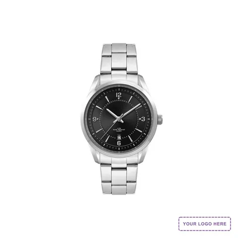Ladies Black Dial 33mm Metal Case Ladies Black Dial 33mm Metal Case with Folded Steel Band