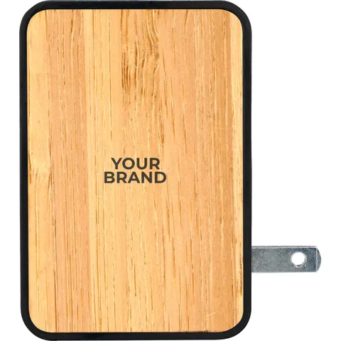 UL 4 Port Bamboo USB Folding Wall Charger