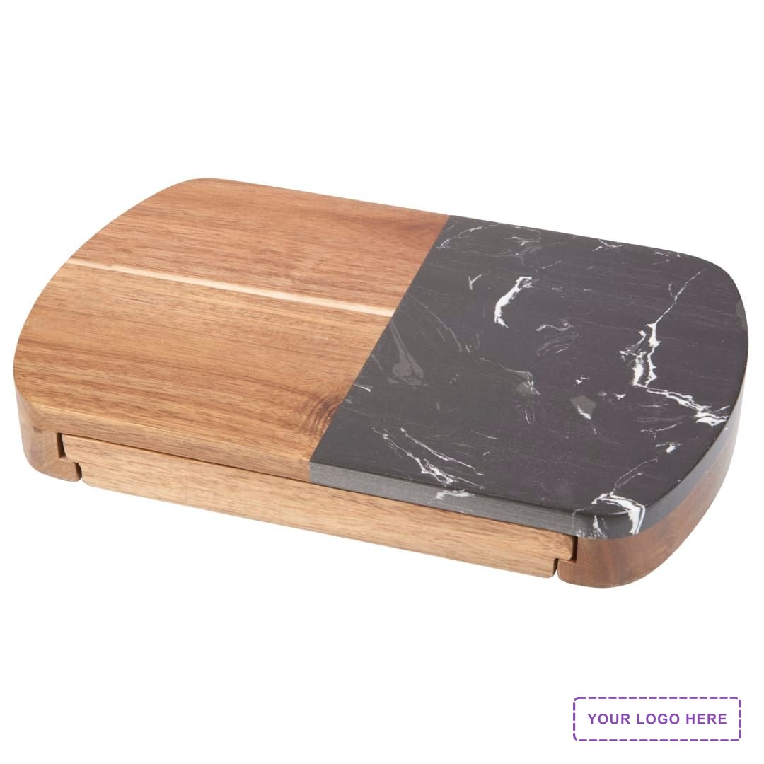 Black Marble Cheese Board Set with Knives