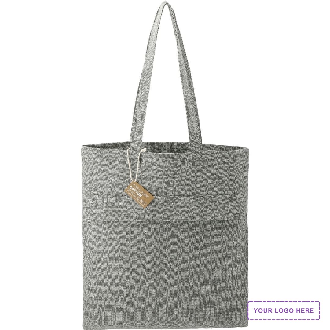 Recycled Cotton Herringbone Tote w/Zip Pocket