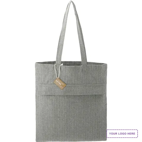 Recycled Cotton Herringbone Tote w/Zip Pocket