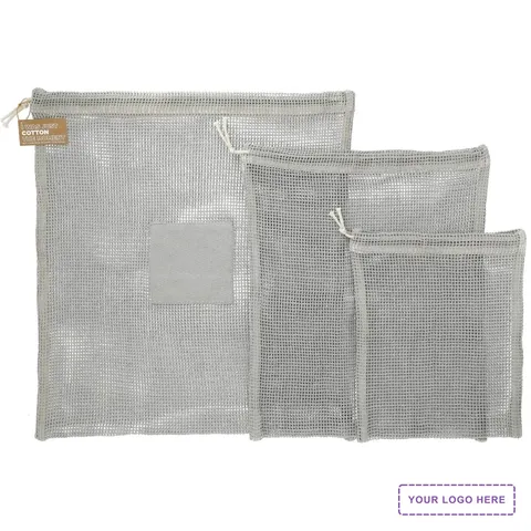 Recycled Cotton Mesh Cinch Pouch Set