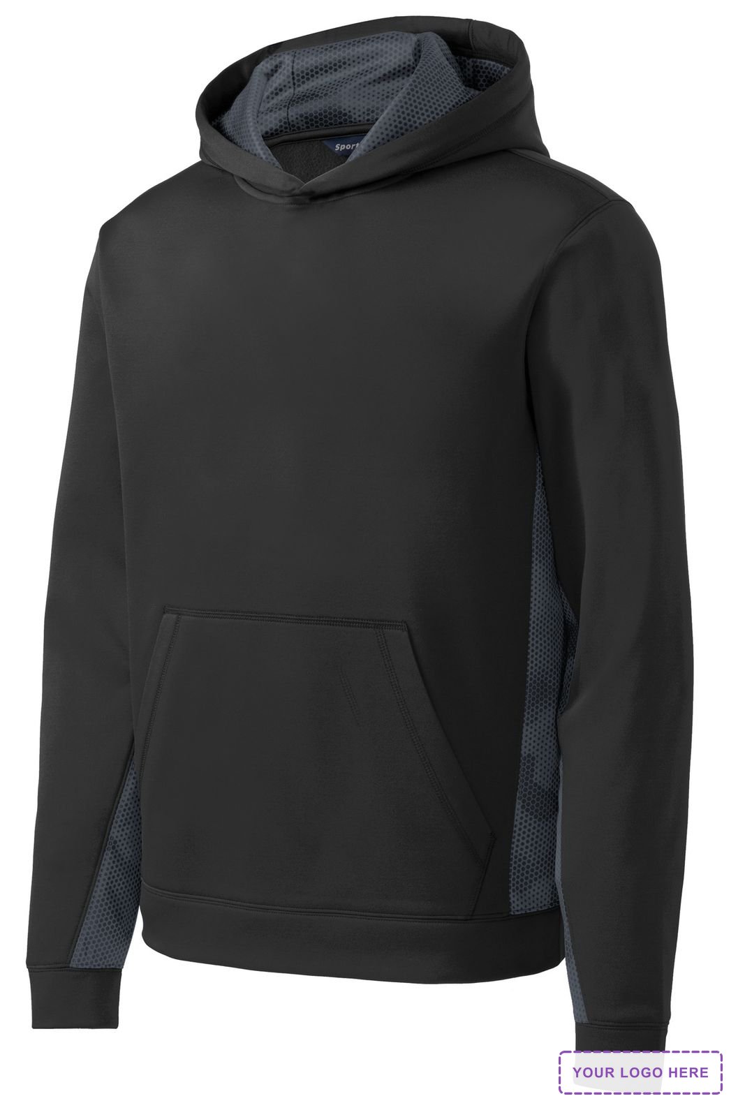 Sport-Tek Youth Sport-Wick CamoHex Fleece Colorblock Hooded Pullover. YST239
