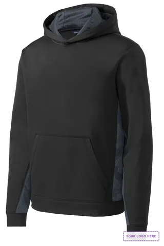 Sport-Tek Youth Sport-Wick CamoHex Fleece Colorblock Hooded Pullover. YST239