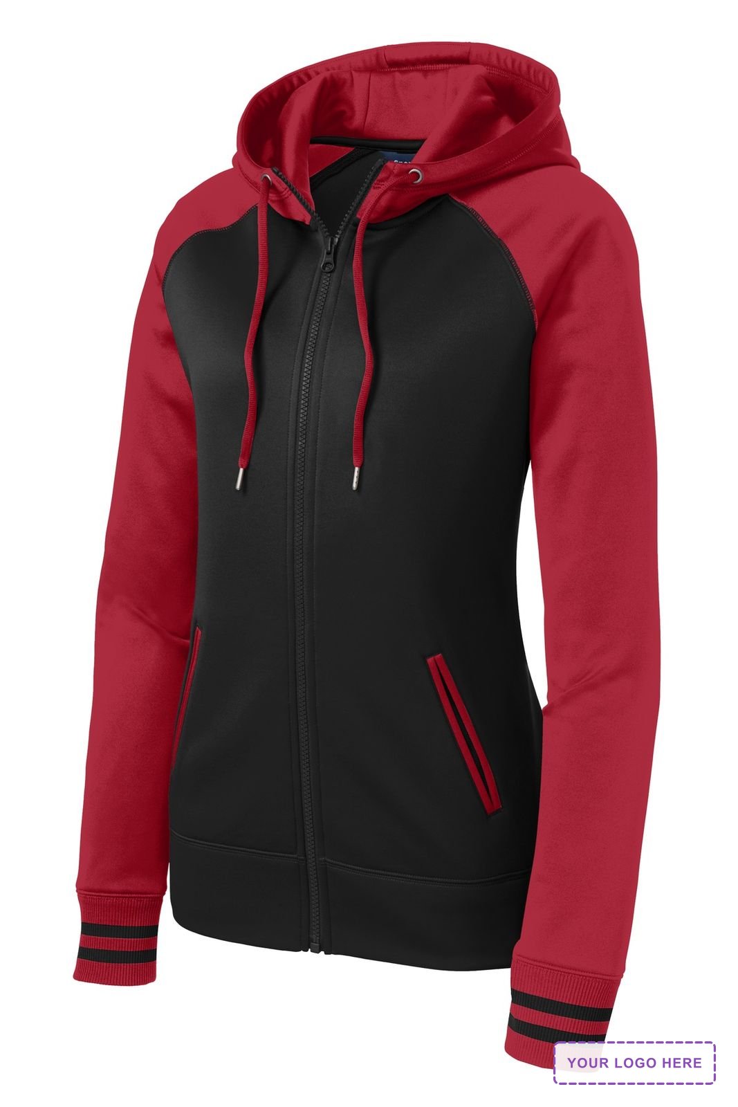 Sport-Tek Women's Sport-Wick Varsity Fleece Full-Zip Hooded Jacket. LST236