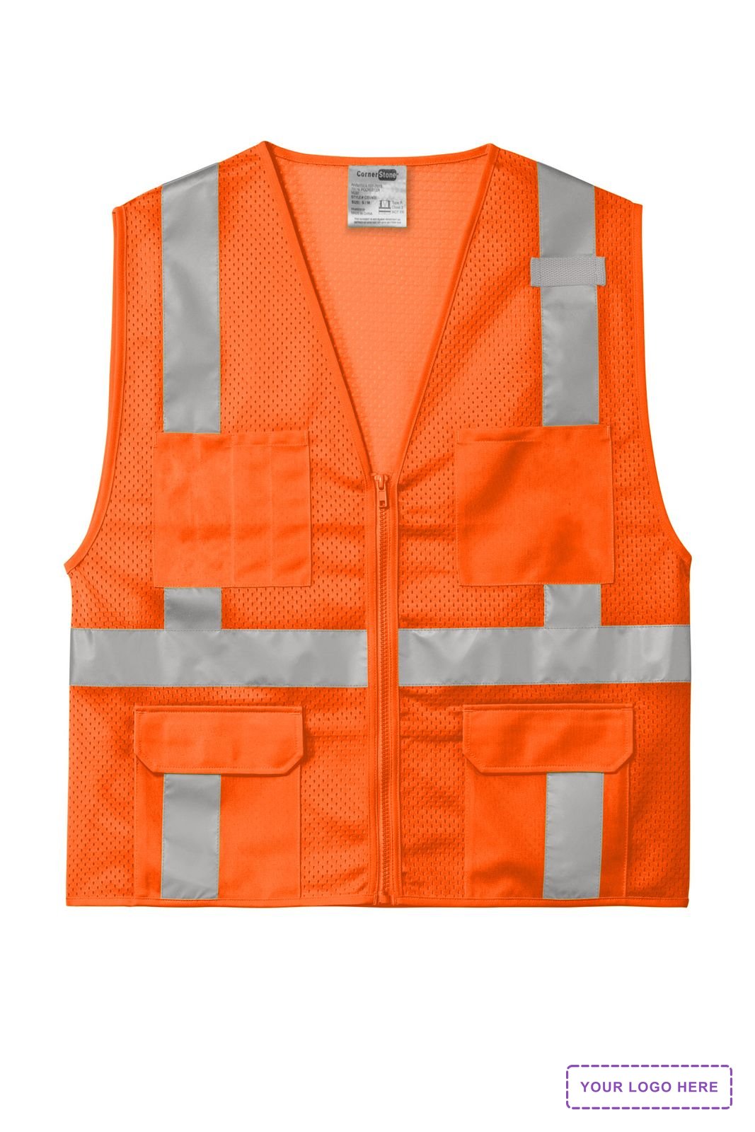 CornerStone ANSI 107 Class 2 Mesh Six-Pocket Zippered Vest. CSV104