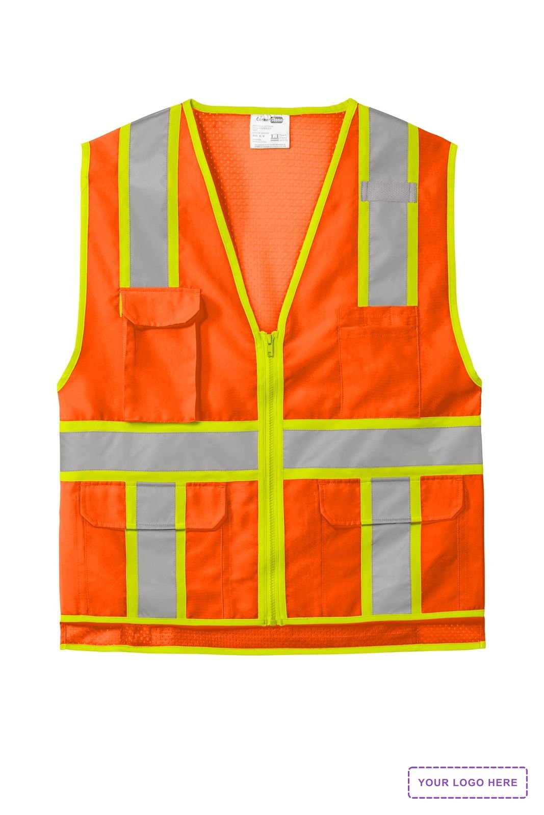 CornerStone ANSI 107 Class 2 Surveyor Zippered Two-Tone Vest. CSV105