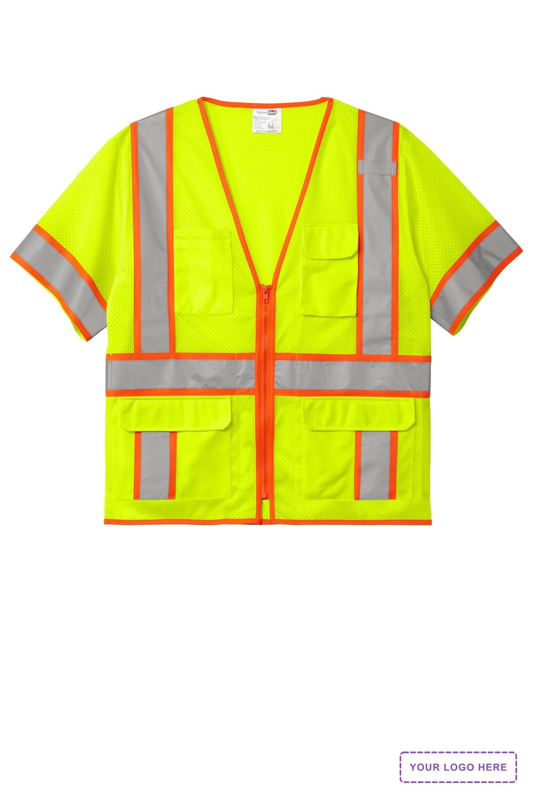 CornerStone ANSI 107 Class 3 Surveyor Mesh Zippered Two-Tone Short Sleeve Vest. CSV106