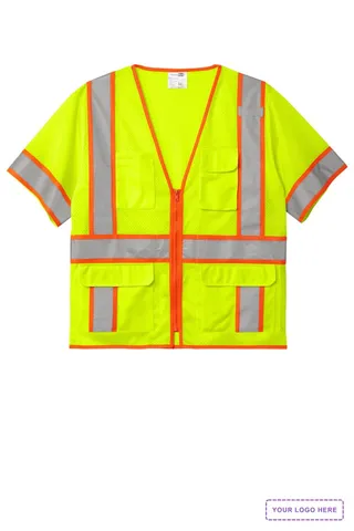 CornerStone ANSI 107 Class 3 Surveyor Mesh Zippered Two-Tone Short Sleeve Vest. CSV106