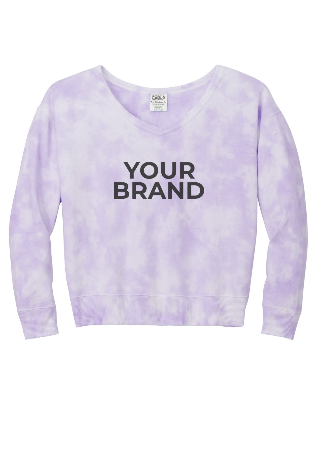 Port & Co Women's Beach Wash Cloud Tie-Dye V-Neck Sweatshirt LPC140V