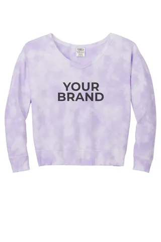 Port & Co Women's Beach Wash Cloud Tie-Dye V-Neck Sweatshirt LPC140V