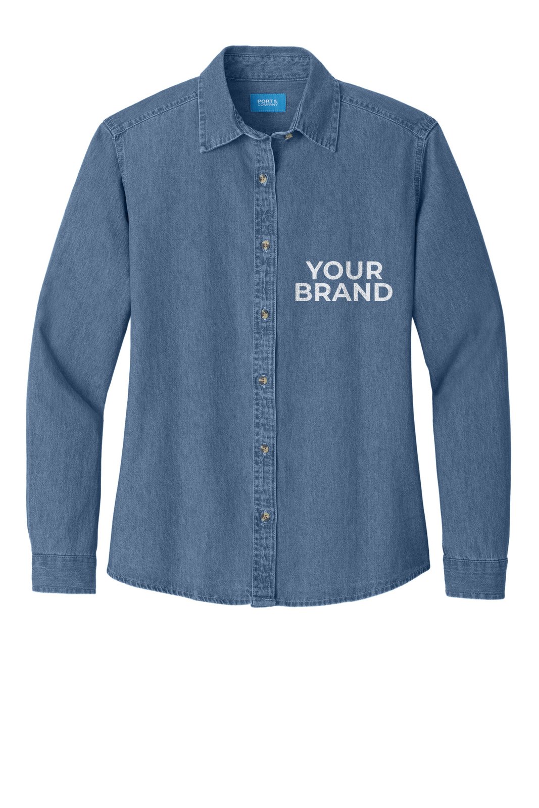 Port & Co Women's Long Sleeve Value Denim Shirt. LSP10