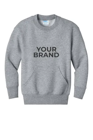 Port & Co Youth Core Fleece Crewneck Pocket Sweatshirt PC78YPKT