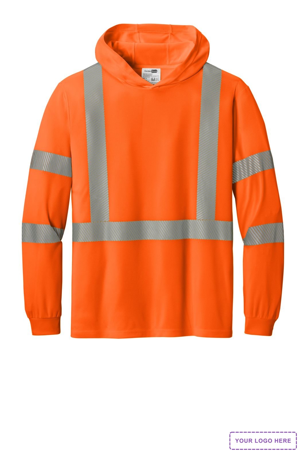 CornerStone ANSI 107 Class 3 Long Sleeve Segmented Tape Hooded Tee CS208