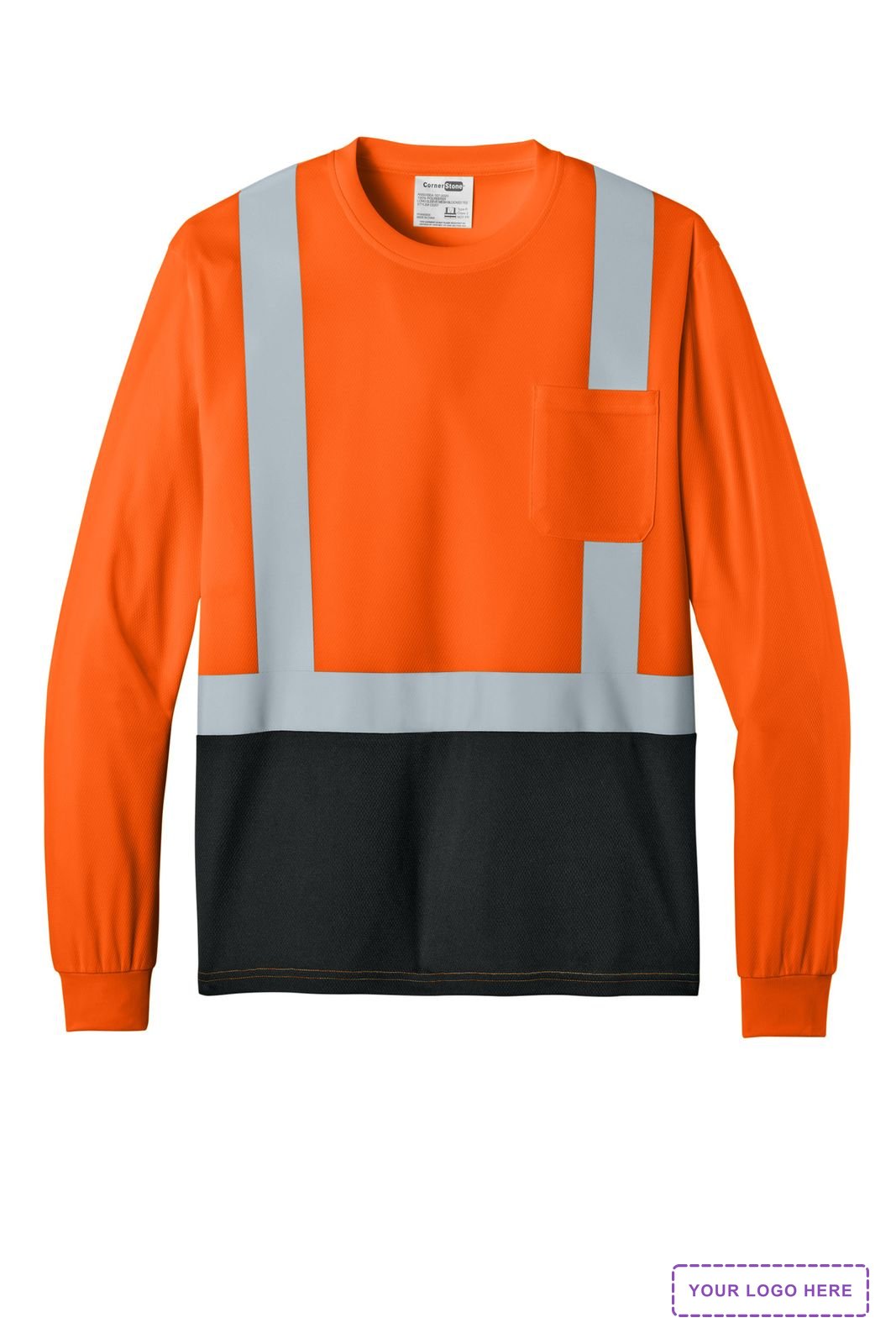CornerStone ANSI 107 Class 2 Long Sleeve Mesh Blocked Tee CS207
