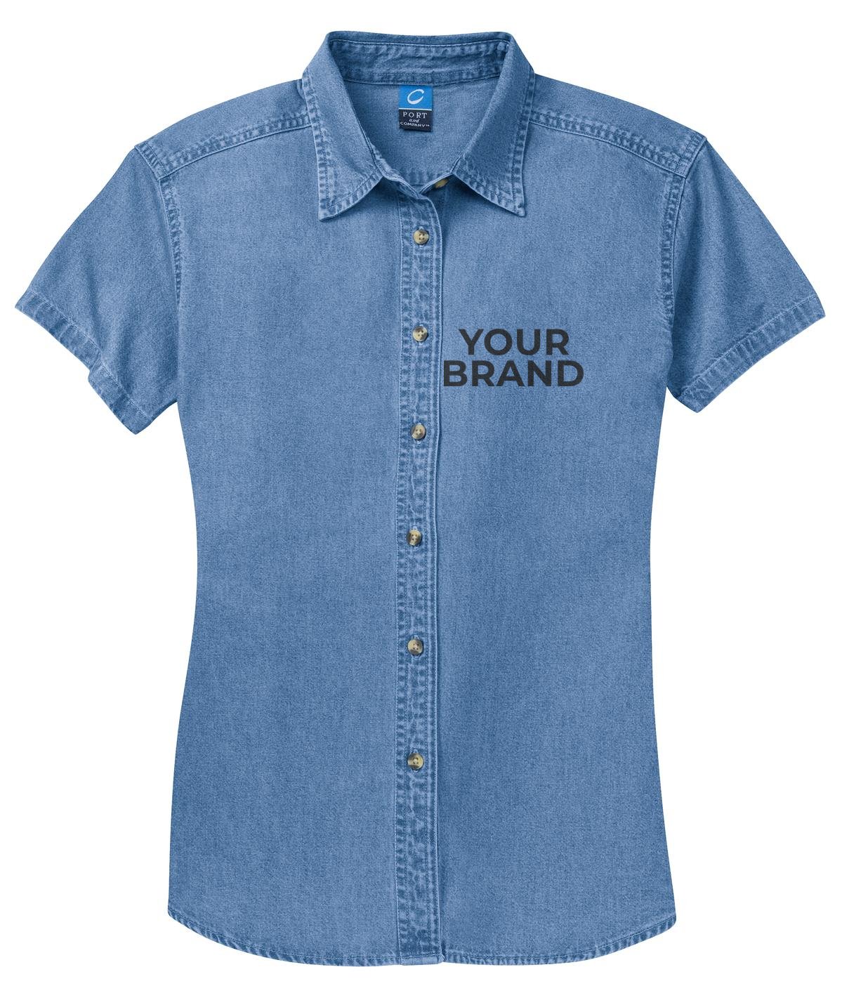 Port & Co Women's Short Sleeve Value Denim Shirt. LSP11