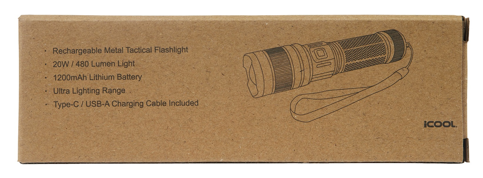 iCOOL Telluride Rechargeable 480-Lumen Aluminum Tactical Flashlight