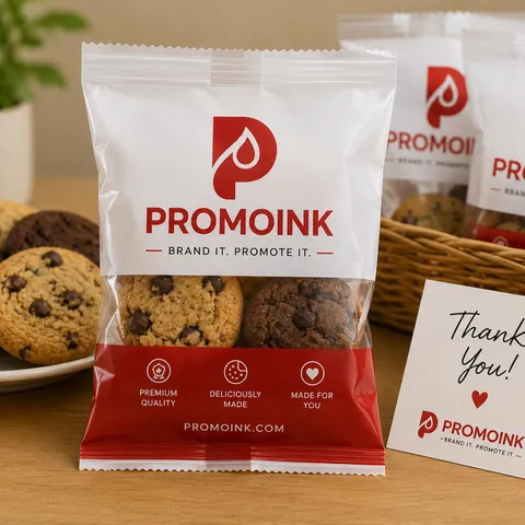 Bolsas de galletas personalizadas con el logo de PromoInk AI