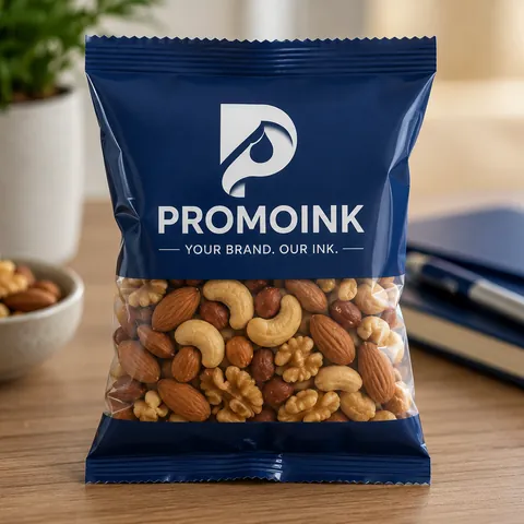 Bolsas de nueces personalizadas con el logo de PromoInk AI