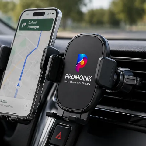 Soportes para celular en el auto personalizados con el logo de PromoInk AI