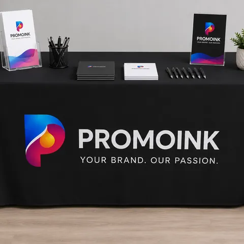 Custom Table Cover with the PromoInk AI logo